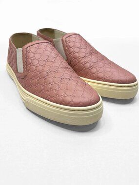 Gucci Women Soft Pink Micro Guccissima Leather Loafer Sneaker US 8